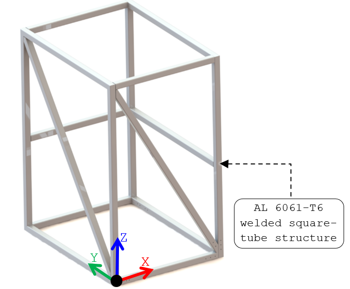 Welded square-tube structural frame of the Air Conditioning Rack.