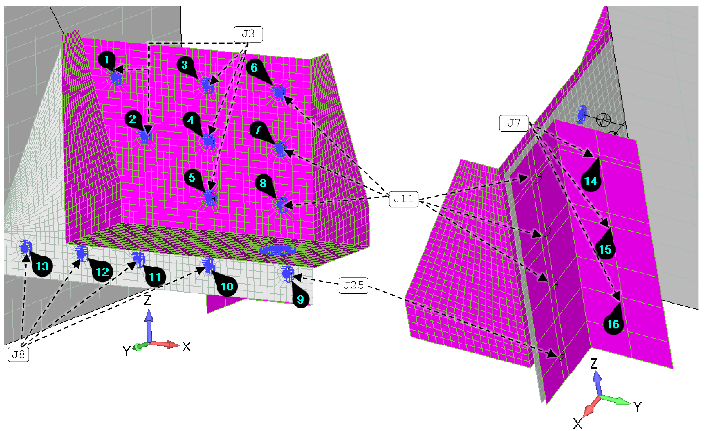 Extended Rack Mount Fitting fastener locations.