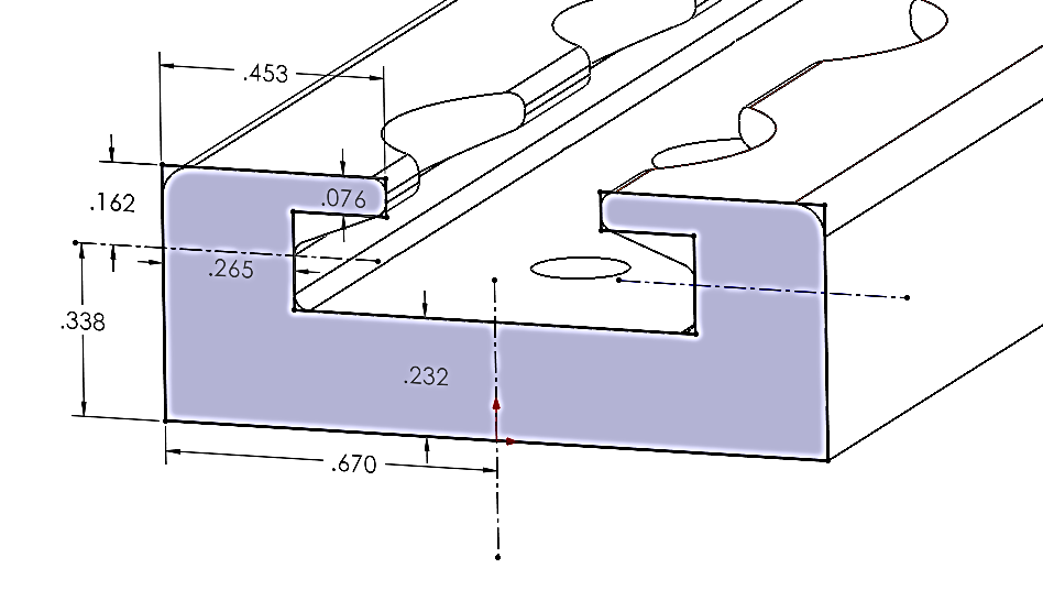 Seat-track cross-section idealization used for the crippling calculation.