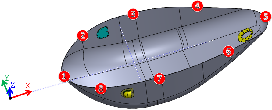 Radome eight-bolt attachment reaction model