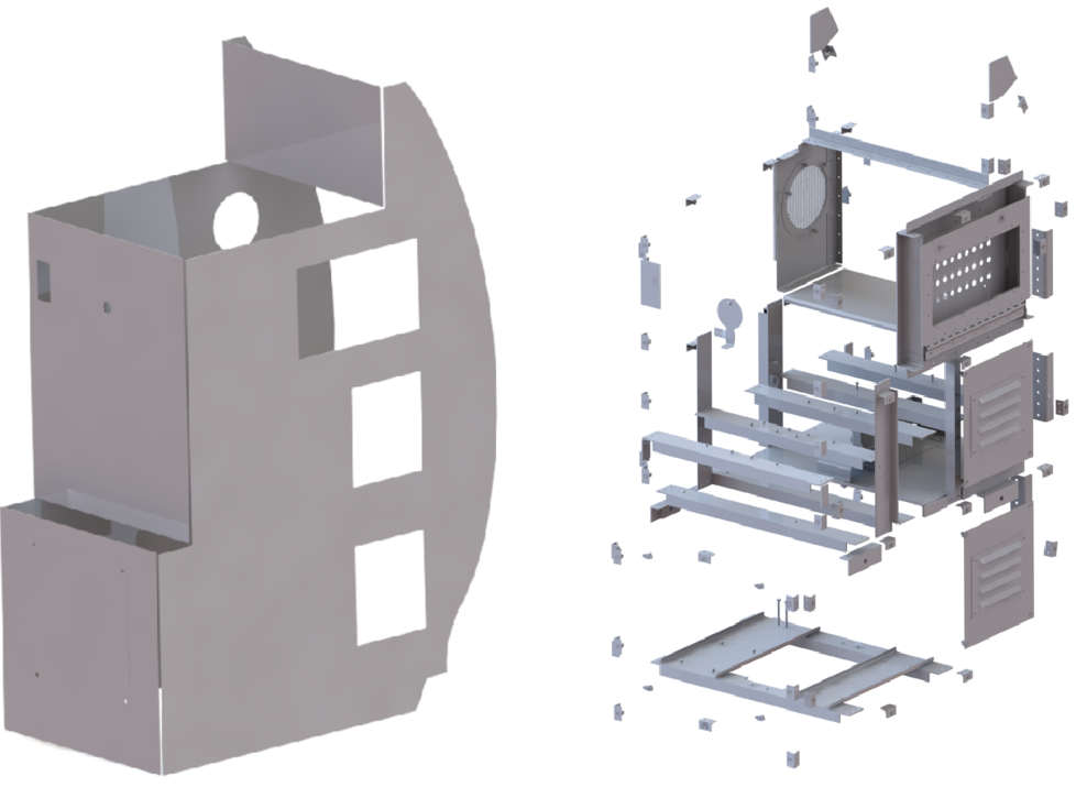 Non-Structural Exterior Removable Panels (LEFT), and
Non-Structural Assembly Parts (RIGHT) in the Audio Equipment Rack
Assembly