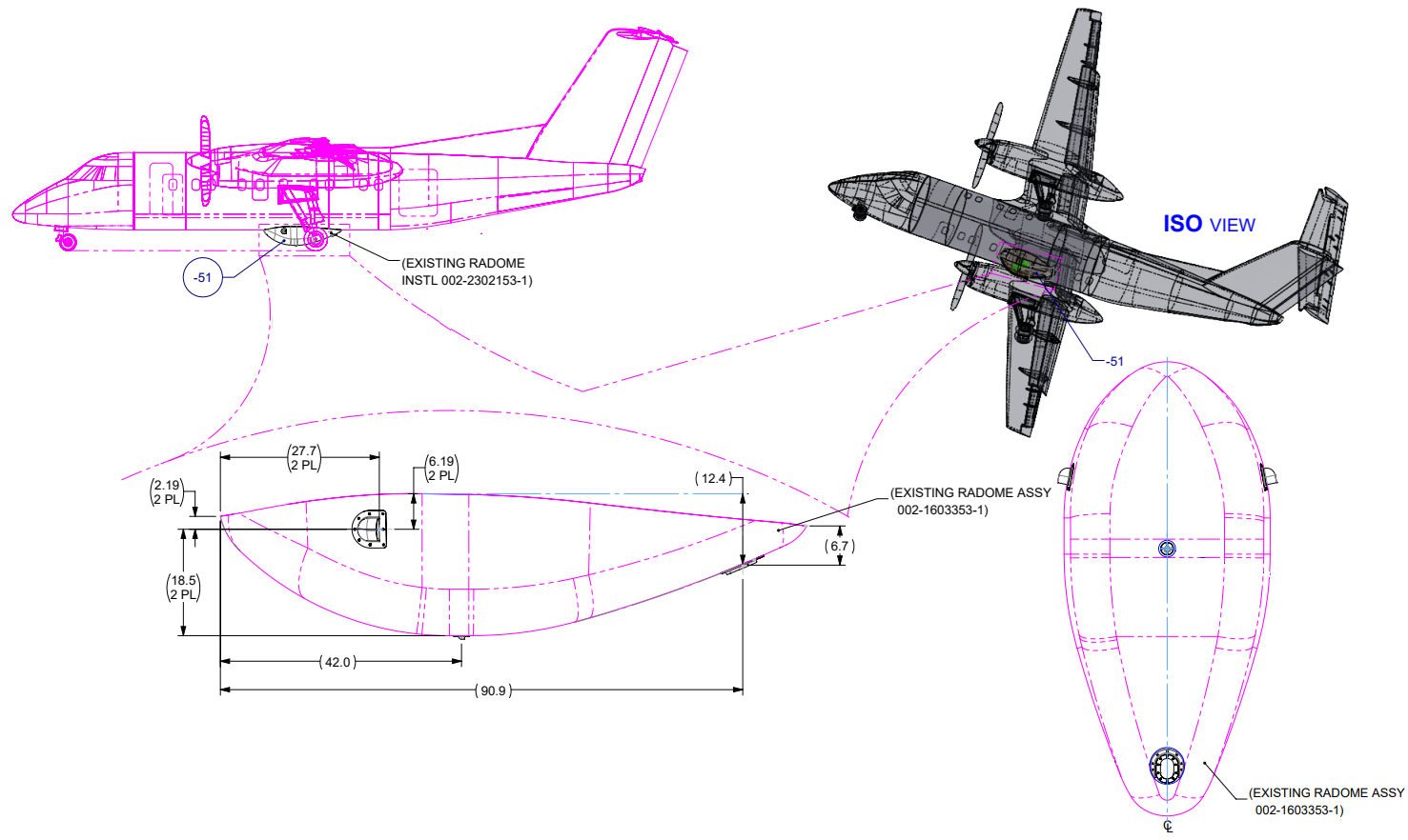 Technical figure from the Radome Cooling System structural substantiation.