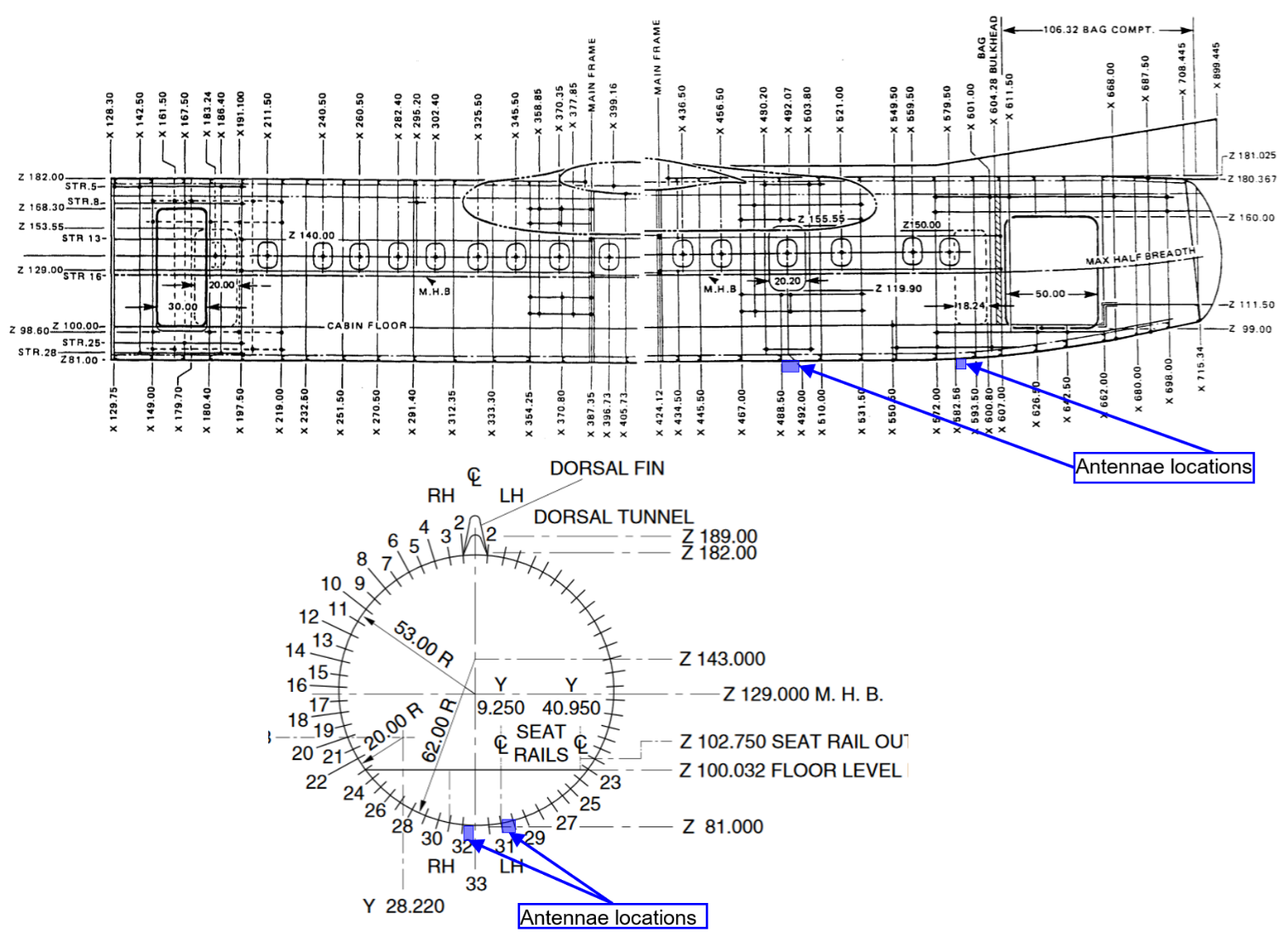 Technical figure from the AV-265 Antenna Installation structural provision report.