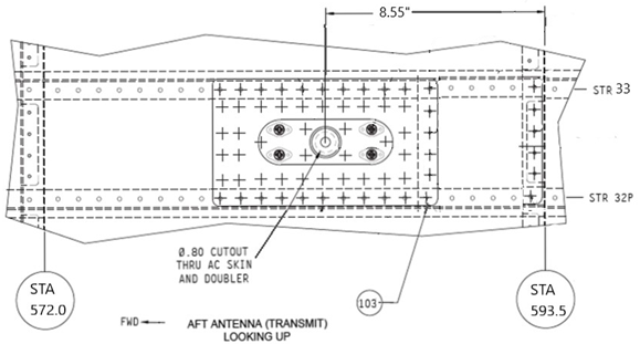 Technical figure from the AV-265 Antenna Installation structural provision report.